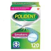 Polident Antibacterial Smokers Denture Cleanser, 3 Minute Daily Cleanser, 120 tablets