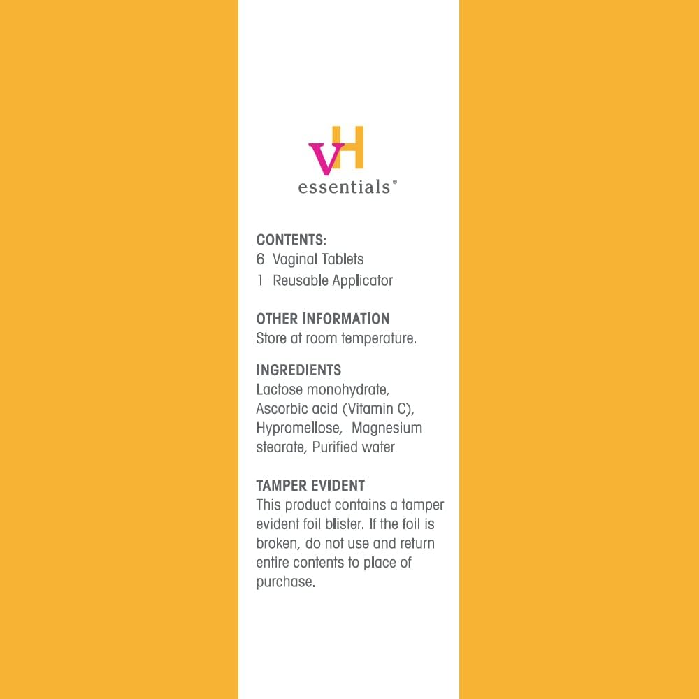 vH Essentials Vitamin C Vaginal Tablet - Boric Acid Suppository Alternative, 6 count