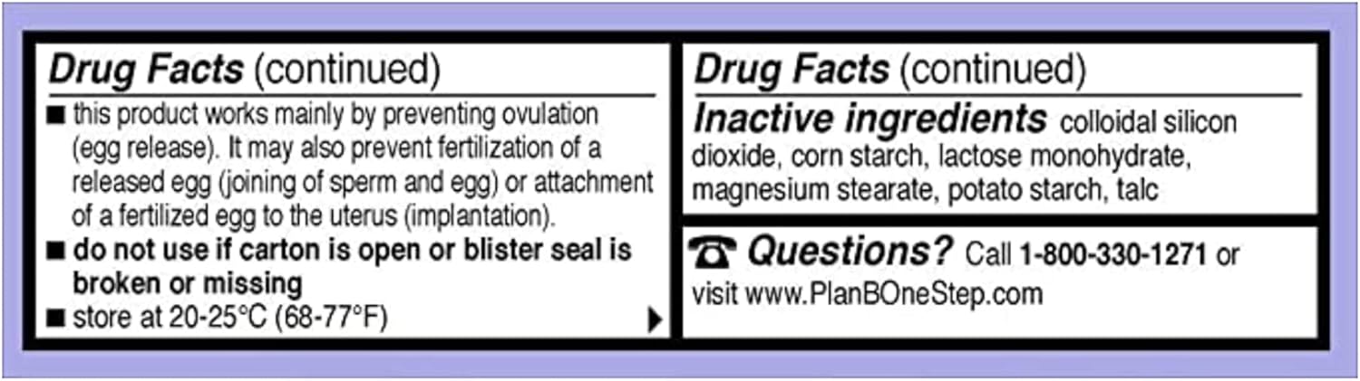 Plan B One-Step Emergency Contraceptive, 1.5 mg (1 Tablet)