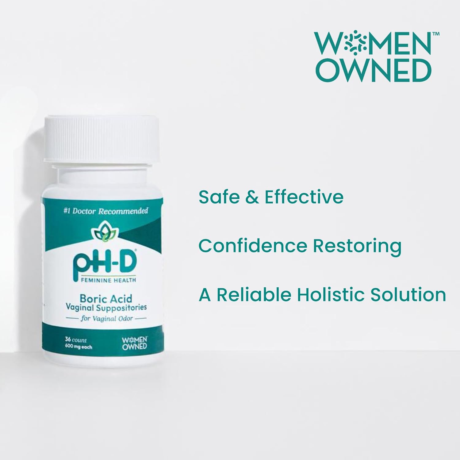pH-D Boric Acid Vaginal Suppositories, 600mg