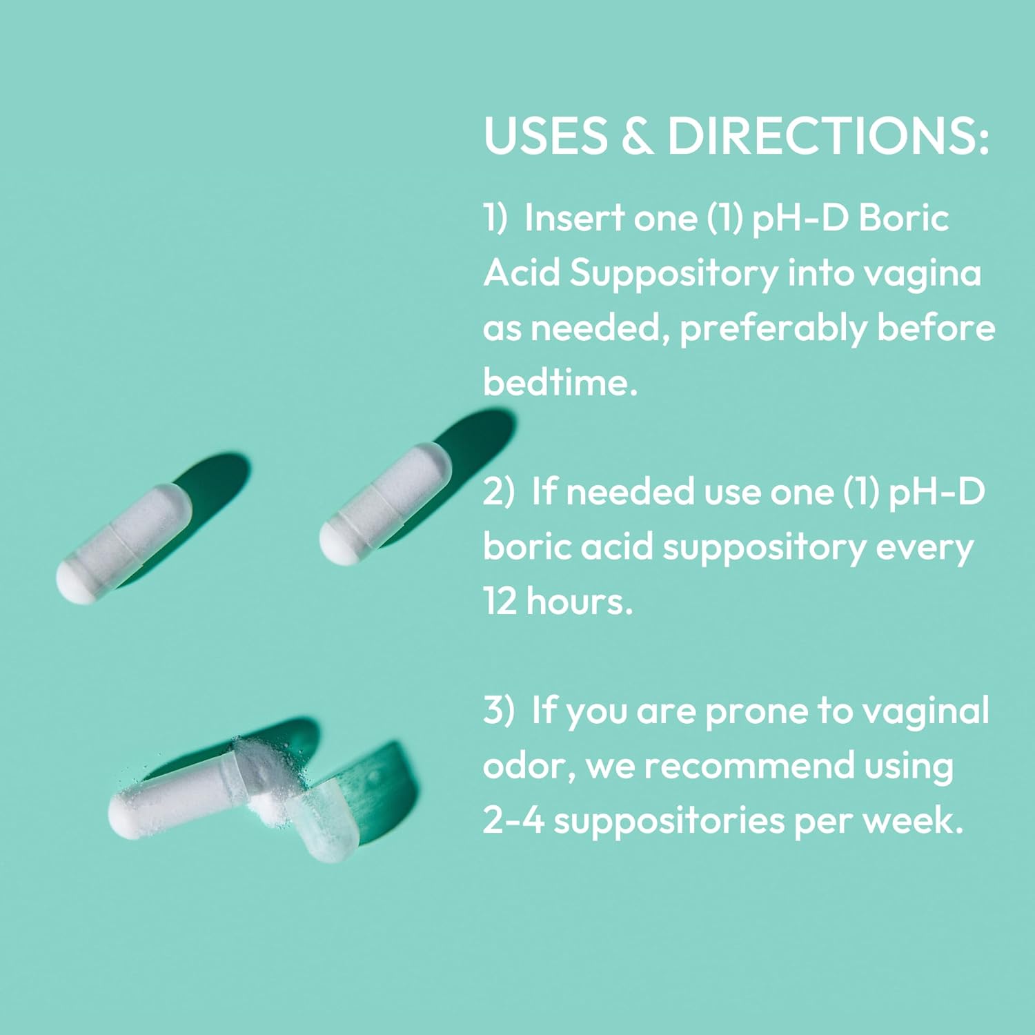 pH-D Boric Acid Vaginal Suppositories, 600mg