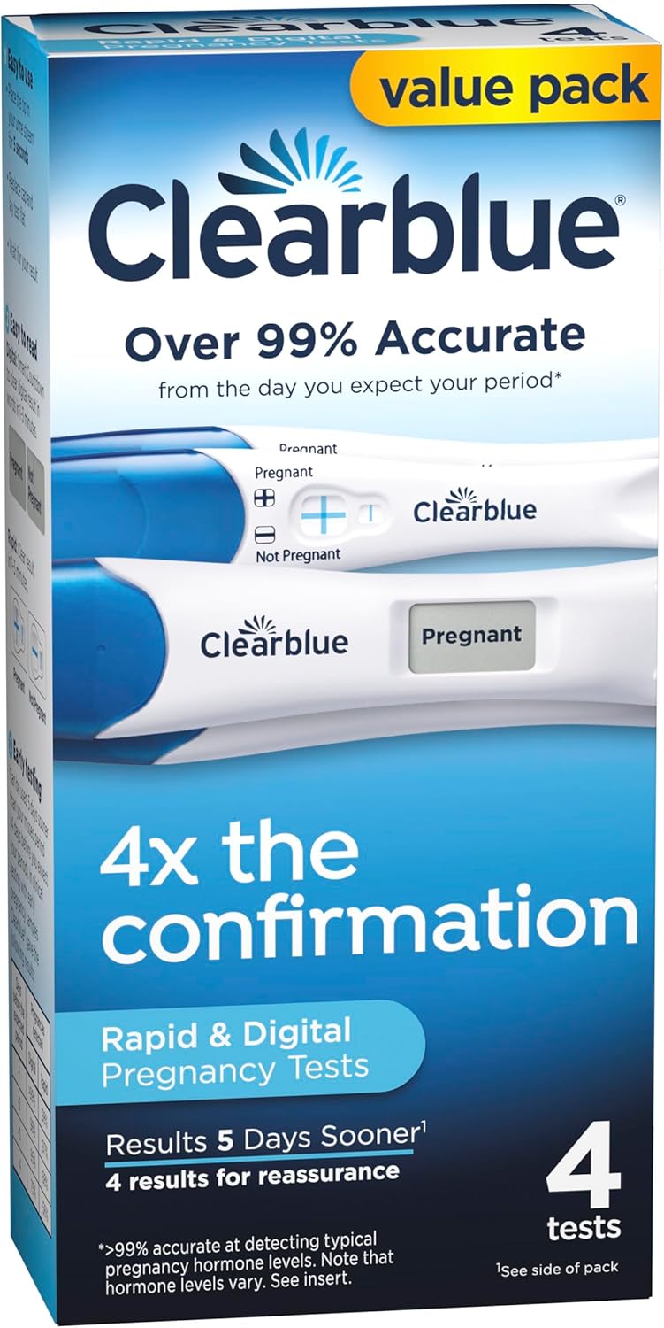 Clearblue Pregnancy Test Combo Pack, Digital and Rapid, 4 Count