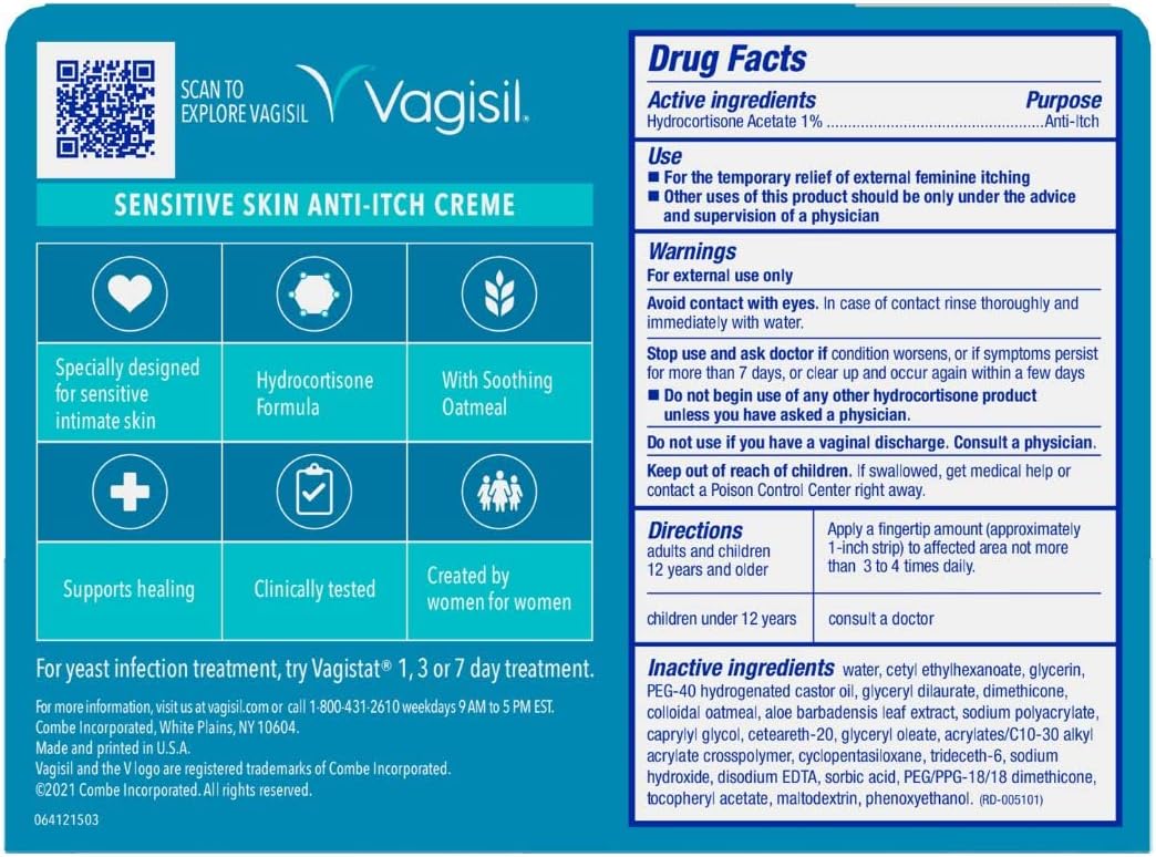 Vagisil Maximum Strength Anti-Itch Creme for Sensitive Skin, 28g