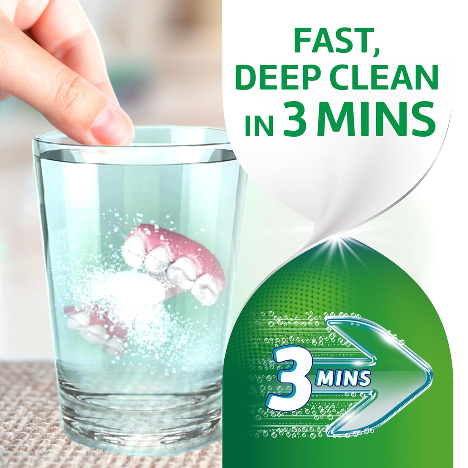 Polident Antibacterial Smokers Denture Cleanser, 3 Minute Daily Cleanser, 120 tablets