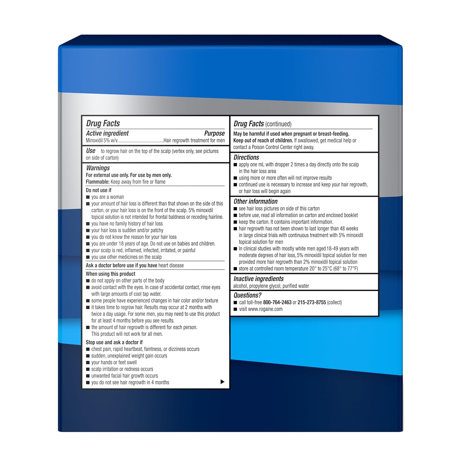 Rogaine Men Extra Strength 5% Minoxidil Topical Solution, 3-Month Supply