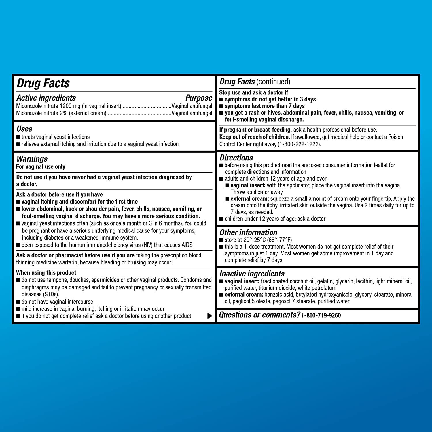 Basic Care Miconazole 1-Day Yeast Infection Treatment, 1 count (alternative to Monistat 1)