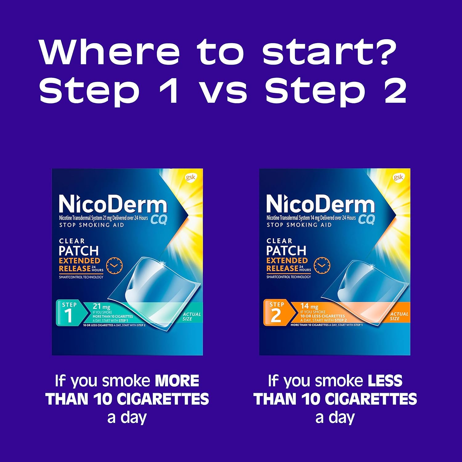 Nicoderm Patch Step 2, 14mg, Stop Smoking Aid, 14 count