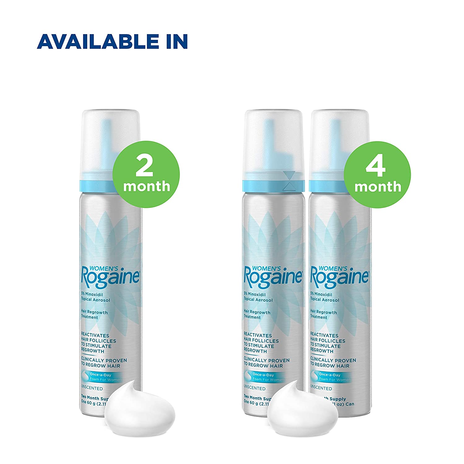 Women's Rogaine 5% Minoxidil Foam for Hair Thinning and Loss, 2-Month Supply