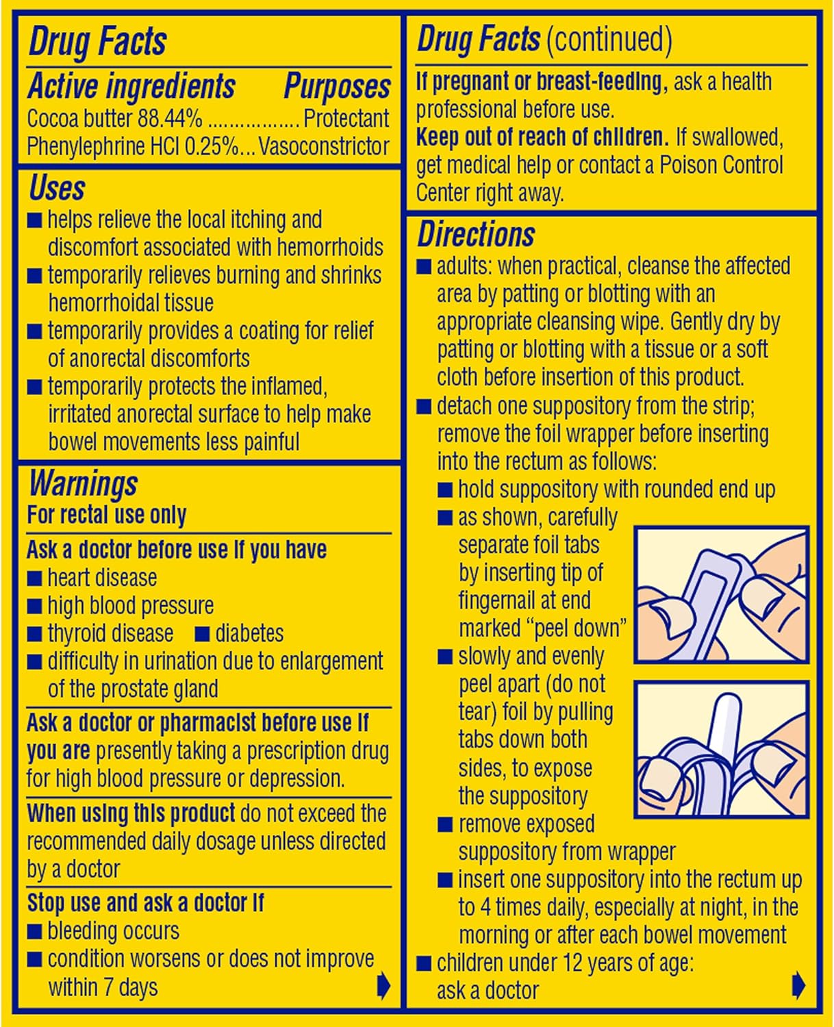 Preparation H Hemorrhoid Symptom Treatment Suppositories