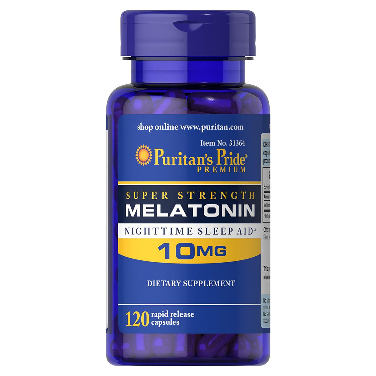 Puritan's Pride Super Strength Melatonin 10mg, Rapid Release Capsules